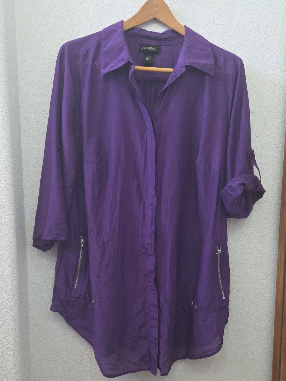 Lane Bryant Purple Button-Front Tunic Shirt